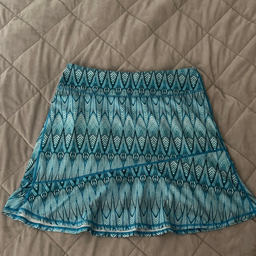 Prana Teal Patterned Skirt